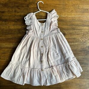 NWOT Rachel Ashwell baby pink Dress with Lace Ruffle Sleeves